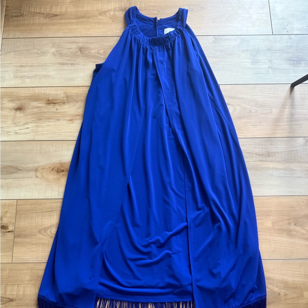 Chico's Cobalt Blue Midi Dress with Fringe Hem
